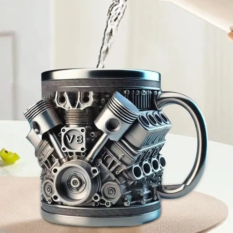 Engine Design Coffee Mug – Stainless Steel Double-Wall Insulated Mug