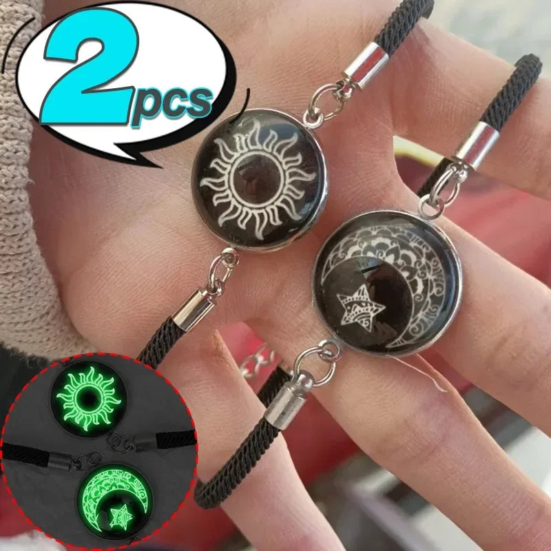 Elegant Sun & Moon Charm Bracelet Set