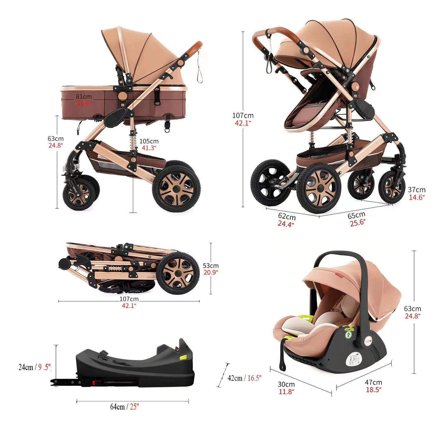 3-in-1 Multifunctional Baby Stroller &amp; Travel System