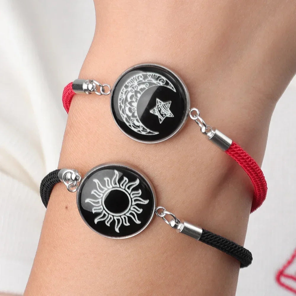 Elegant Sun & Moon Charm Bracelet Set