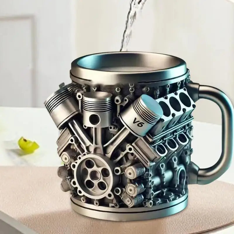 Engine Design Coffee Mug – Stainless Steel Double-Wall Insulated Mug