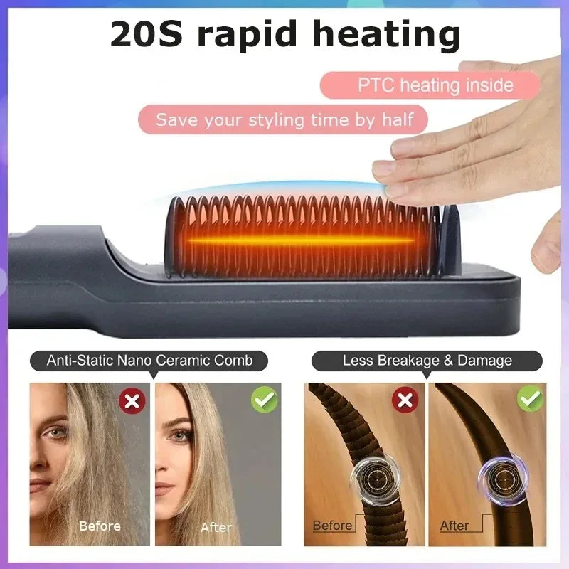 Electric Straight Hair Comb – Cordless & Fast Heating