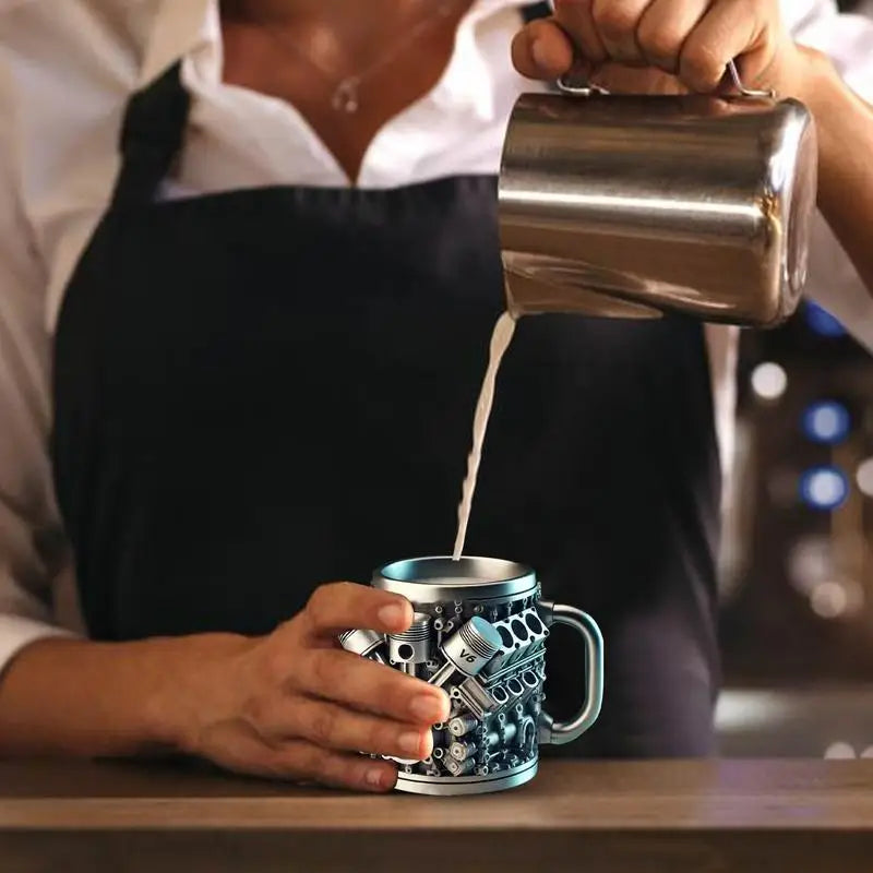 Engine Design Coffee Mug – Stainless Steel Double-Wall Insulated Mug