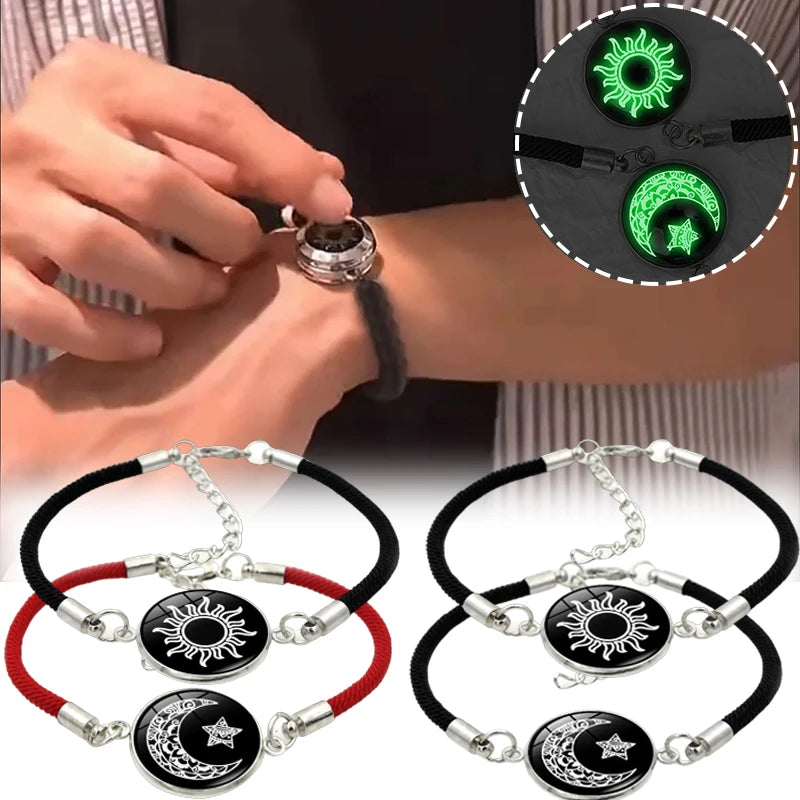 Elegant Sun & Moon Charm Bracelet Set