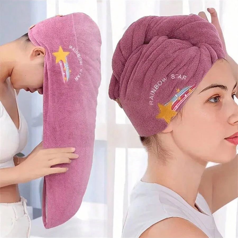 1Pc Embroidery Style Hair Drying Cap