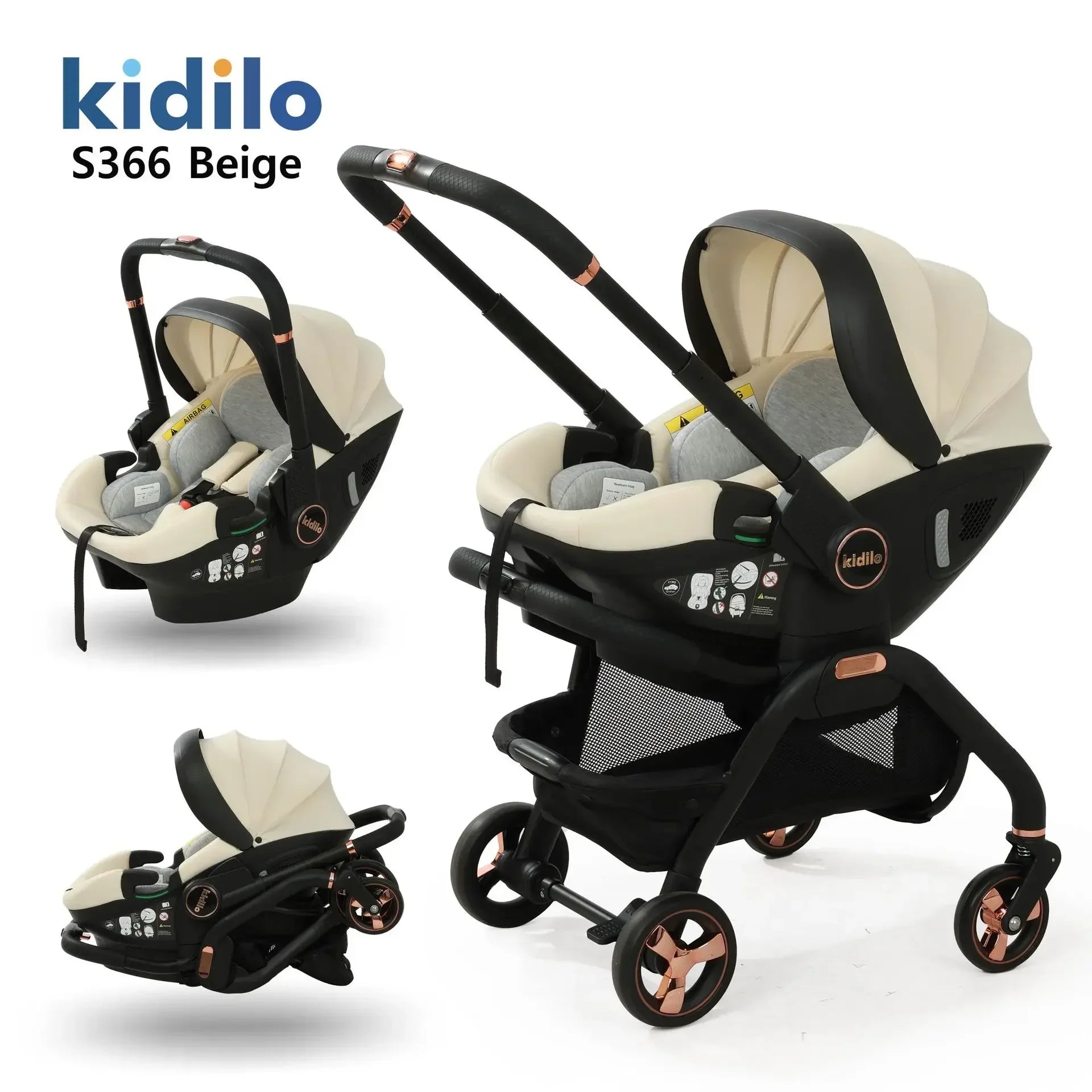 4-in-1 Foldable Baby Stroller &amp; Travel Cart