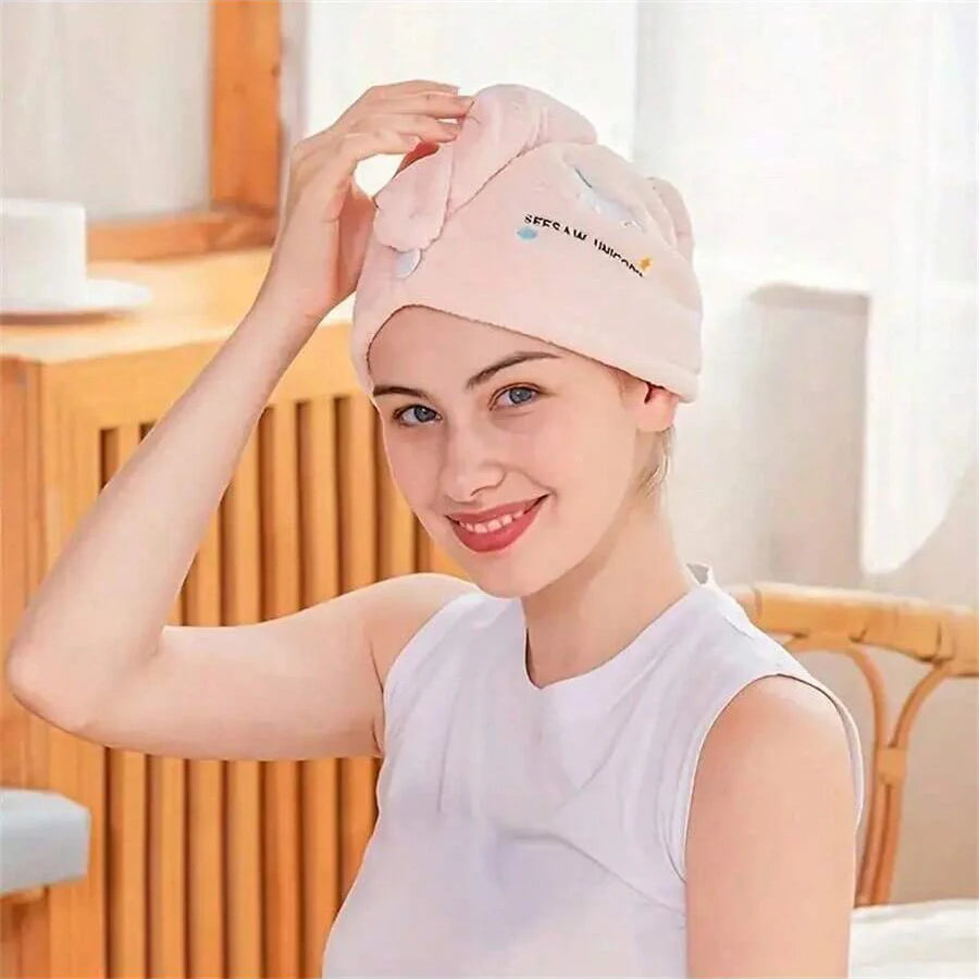 1Pc Embroidery Style Hair Drying Cap