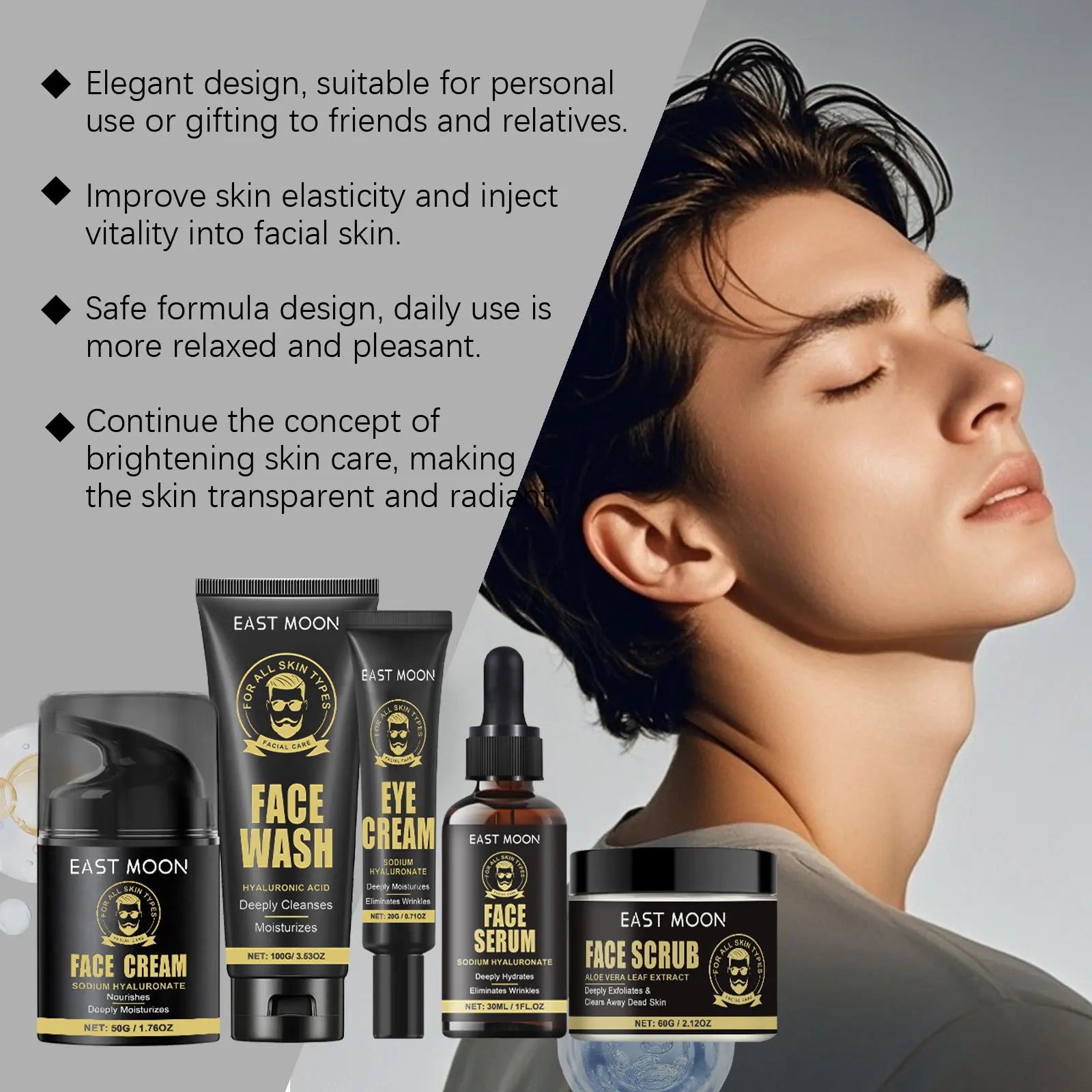 East Moon Men Facial Firming Skincare Set – Hydrate, Lift & Smooth