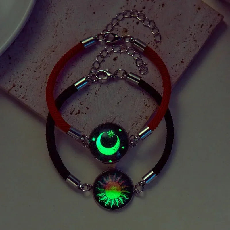 Elegant Sun & Moon Charm Bracelet Set