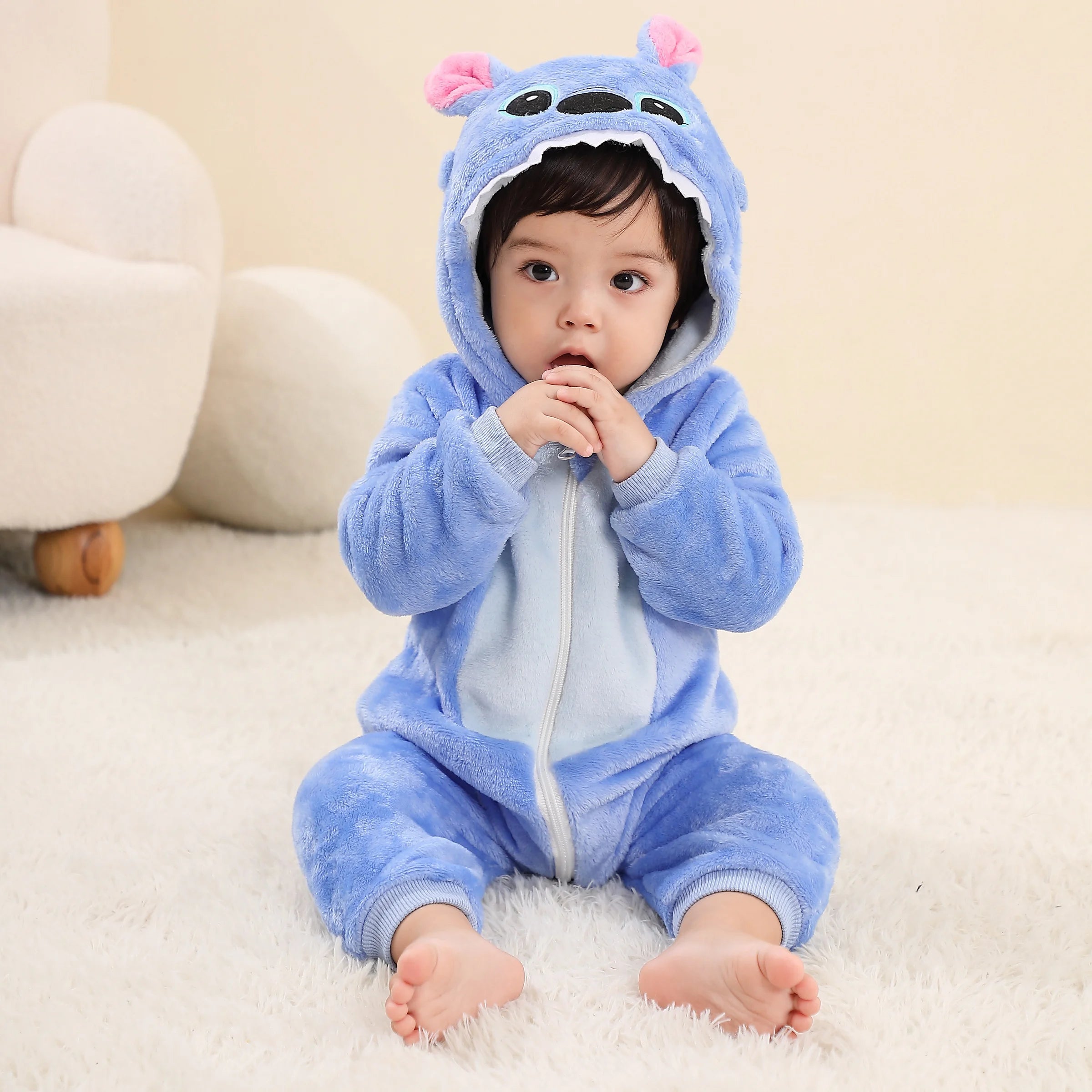 Baby Hooded Cashmere Romper