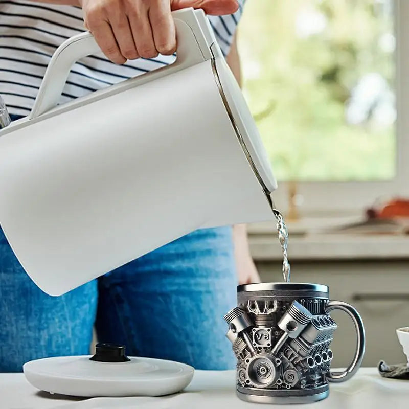 Engine Design Coffee Mug – Stainless Steel Double-Wall Insulated Mug